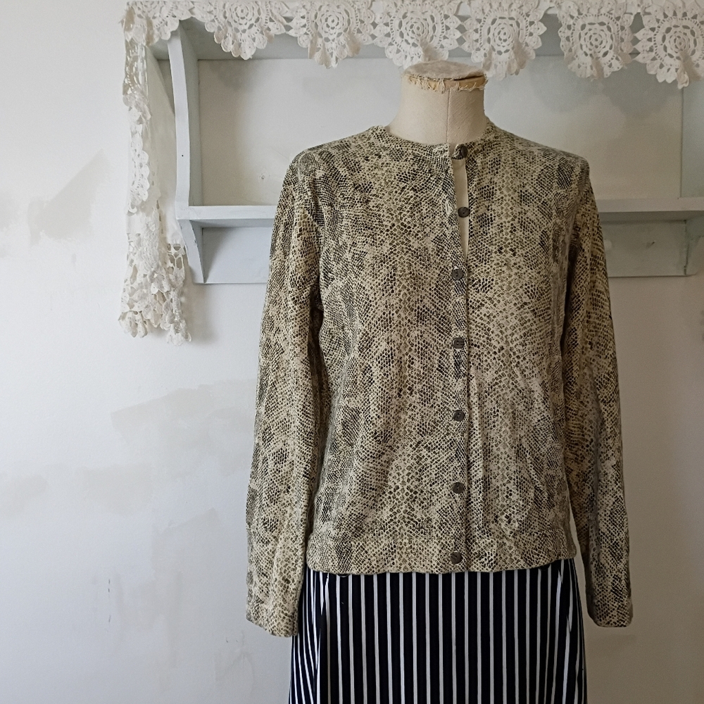 Liz Claiborne Beige and Black Cardigan